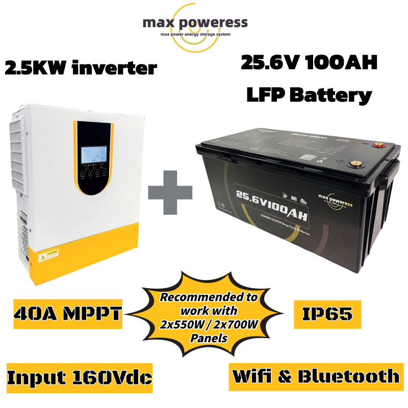 2.5KW/2.5kWh Solar System for Home Emergency & Outdoor Use | IP65 All-Weather, APP Control via WiFi