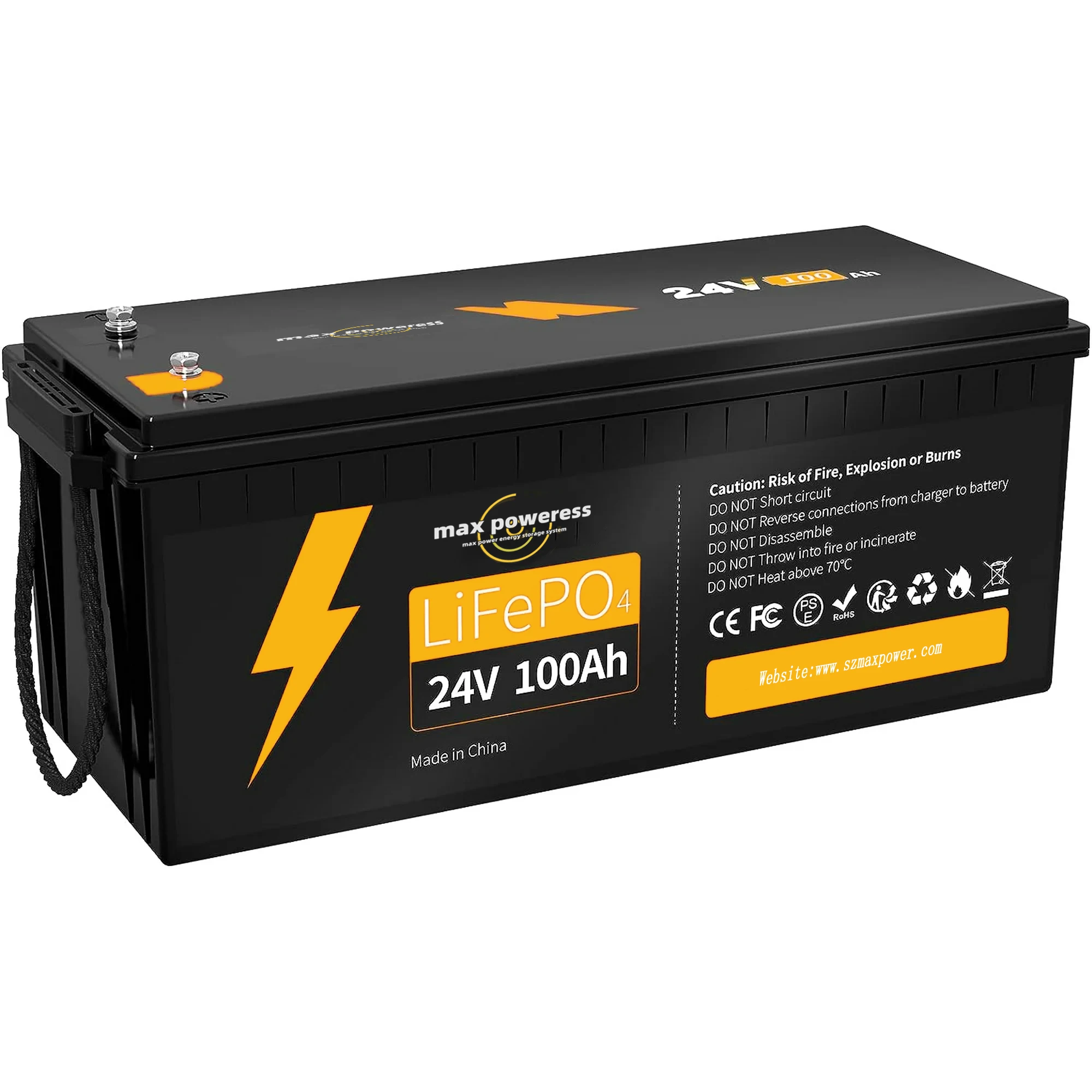 CAN communication port battery 6000 cycle rechargeable 25.6V 100Ah LiFePO4 solar energy IP65 protect